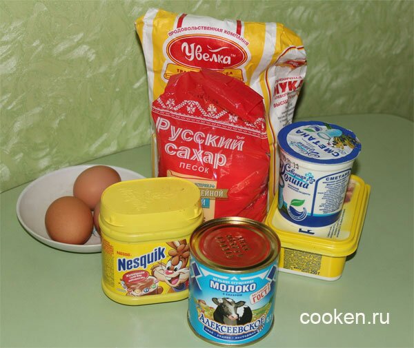 Продукты для приготовления торта с вареной сгущенкой