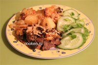 Мясо, запеченное с грибами и картошкой - рецепт
