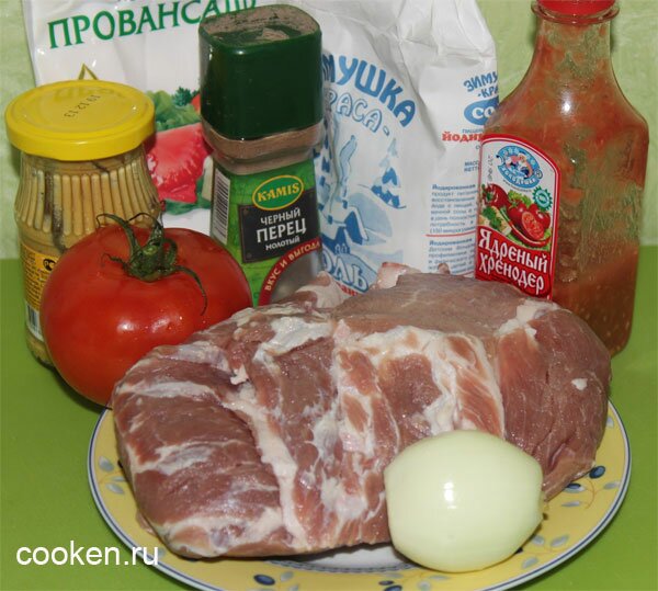 Продукты для приготовления свинины в фольге