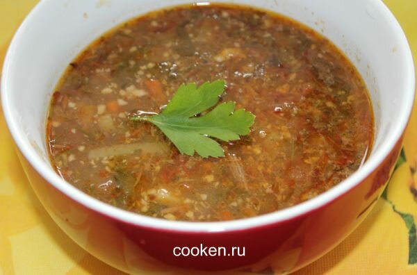 Готовый суп харчо с картошкой