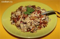Салат из печени и шампиньонов - рецепт с фото